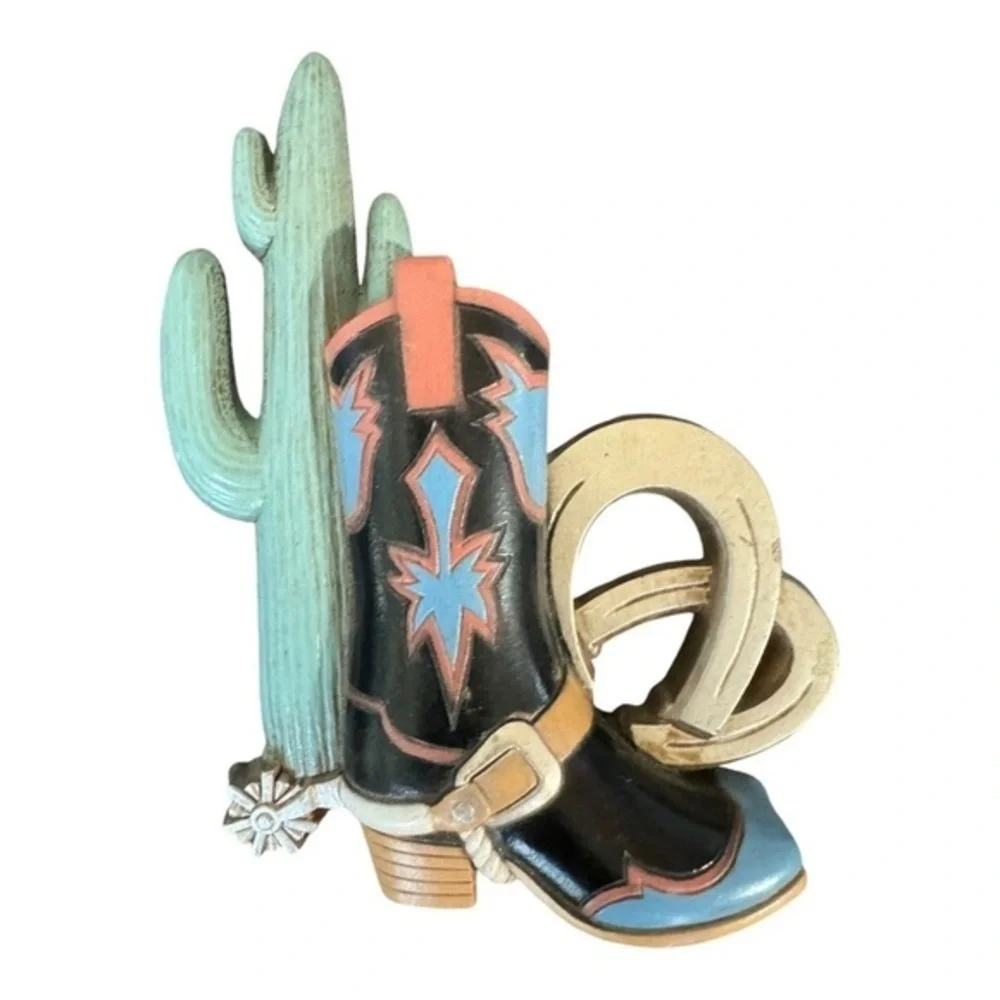 Homco Home Interiors Wall Plaques Decor Western Boots Saddle Cactus Vintage 1995